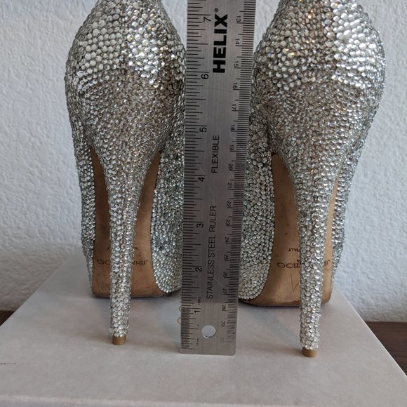 JIMMY CHOO – CUSTOM: SILVER STRASS CRYSTAL PLATFORM PUMP, Size 39 - Picture 6 of 12